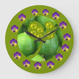 Grande Horloge Ronde belles fleurs