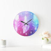 Grande Horloge Ronde Belles plumes dans l'espace (Maison)