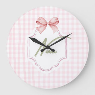 Grande Horloge Ronde Berceau personnalisé pour bébé fille Nova : noeud