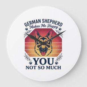 Grande Horloge Ronde Berger Allemand Toi Chien Rétro Crépuscule Pattes_