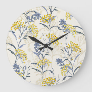 Grande Horloge Ronde Berries jaunes d'automne feuilles, coloré sans sou