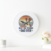 Grande Horloge Ronde Best Fox Terrier Dad Ever Vintage Dog Lover Shirt_ (Maison)