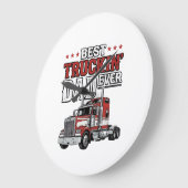 Grande Horloge Ronde Best Truckin Dad Ever Vintage Truck Shirt Design_1 (Angle)