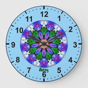 Grande Horloge Ronde BETSY ~ Coques peintes Fractal ~