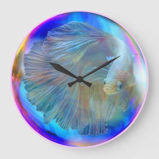 Grande Horloge Ronde Betta Fish Bowl Wall Clock (Recto)