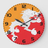 Grande Horloge Ronde Bhoutan Drapeau design avec Dragon Blanc (Recto)