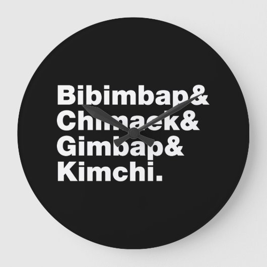 Grande Horloge Ronde Bibimbap & Chimaek & Gimbap & Kimchi. Aliments cor (Recto)