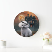 Grande Horloge Ronde Bichon Frise Halloween effroi (Maison)