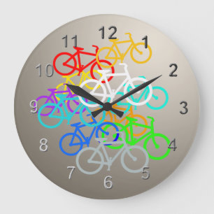 Grande Horloge Ronde Bicyclettes colorées