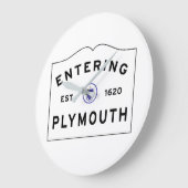 Grande Horloge Ronde Bienvenue à Plymouth MA (Angle)