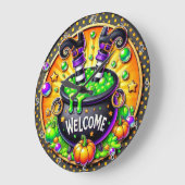 Grande Horloge Ronde Bienvenue de sorcières (Angle)