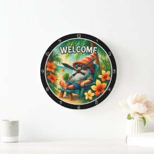 Grande Horloge Ronde Bienvenue Gnome d'été