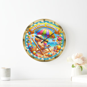 Grande Horloge Ronde Bienvenue Summer Dog Beach Fun