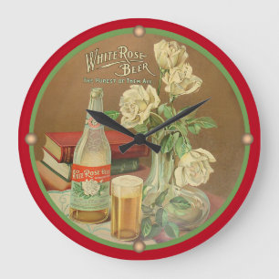 Grande Horloge Ronde Bière à la rose blanche