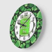 Grande Horloge Ronde Bières shamrocks et vertes (Angle)