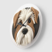 Grande Horloge Ronde Biewer Terrier Dog 3D inspiré (Angle)