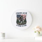 Grande Horloge Ronde Bigfoot Grandpa Vintage American Flag Shirt Design (Maison)