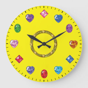 Grande Horloge Ronde Bijoux Chic et Thèmes de Pierres Précieuses