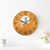 Grande Horloge Ronde Billard orange #5 Bal (Maison)