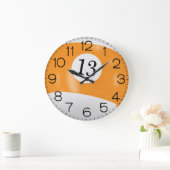 Grande Horloge Ronde Billard orange et blanc #13 Ball (Maison)