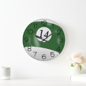 Grande Horloge Ronde Billard vert et blanc #14 Ball (Maison)