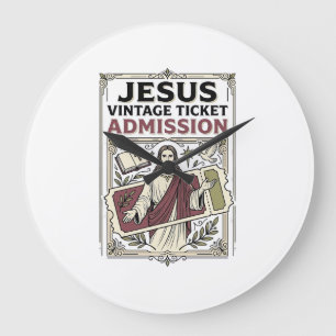 Grande Horloge Ronde Billet d'admission vintage Jésus Billet d'admissio