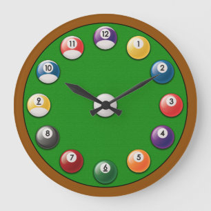 Grande Horloge Ronde Billiards Clock - Solids and Stripes