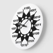 Grande Horloge Ronde binaire noir et blanc (Angle)