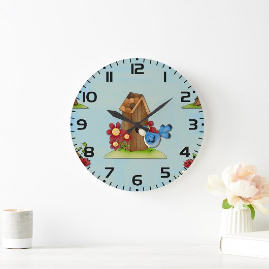 Grande Horloge Ronde Bird Blue Bird
