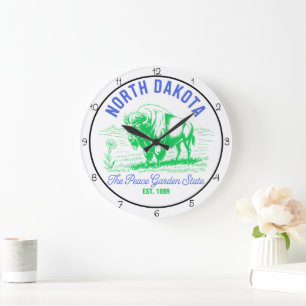 Grande Horloge Ronde Bison de l'État du jardin de la paix du Dakota du 