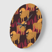 Grande Horloge Ronde Bison Haute herbe : Motif de terrain. (Angle)