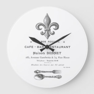 GRANDE HORLOGE RONDE BISTROT FRANÇAIS VINTAGE MODERNE