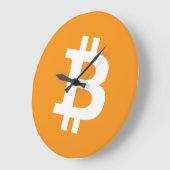 Grande Horloge Ronde Bitcoin (BTC) classique logo orange (Angle)