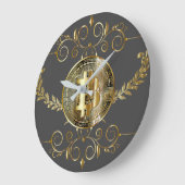 Grande Horloge Ronde Bitcoin Gold Coin (Angle)