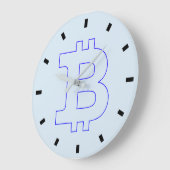 Grande Horloge Ronde Bitcoin logo graphisme entreprise, mur de bureau (Angle)