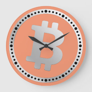 Grande Horloge Ronde Bitcoin logo graphisme entreprise, mur de bureau