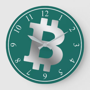 Grande Horloge Ronde Bitcoin logo graphisme entreprise, mur de bureau