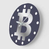 Grande Horloge Ronde Bitcoin logo graphisme entreprise, mur de bureau (Angle)