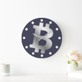 Grande Horloge Ronde Bitcoin logo graphisme entreprise, mur de bureau (Maison)