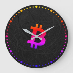 Grande Horloge Ronde Bitcoin Miami Neurone Noir