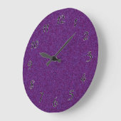 Grande Horloge Ronde Bits Profonds Violets Étincelants (Angle)