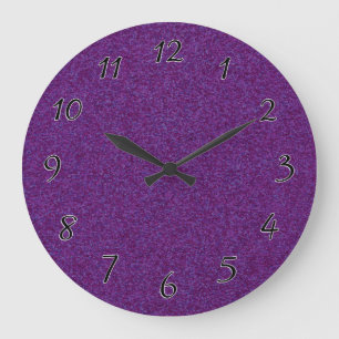 Grande Horloge Ronde Bits Profonds Violets Étincelants