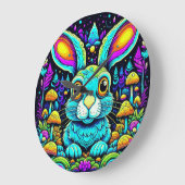 Grande Horloge Ronde Bizarre lapin (Angle)
