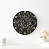 Grande Horloge Ronde Black and Metallic Gold Celtic Knot Clock (Maison)