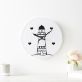 Grande Horloge Ronde Black and White Lighthouse (Maison)
