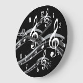 Grande Horloge Ronde Black and White Treble Clef (Angle)