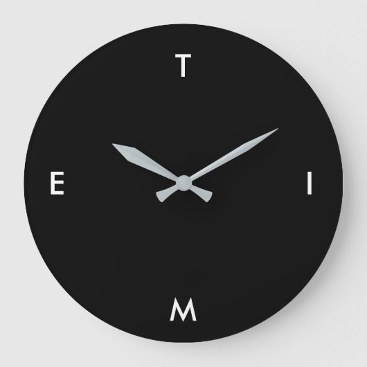 Grande Horloge Ronde Black and White Typography Time Funny Minimalism (Recto)