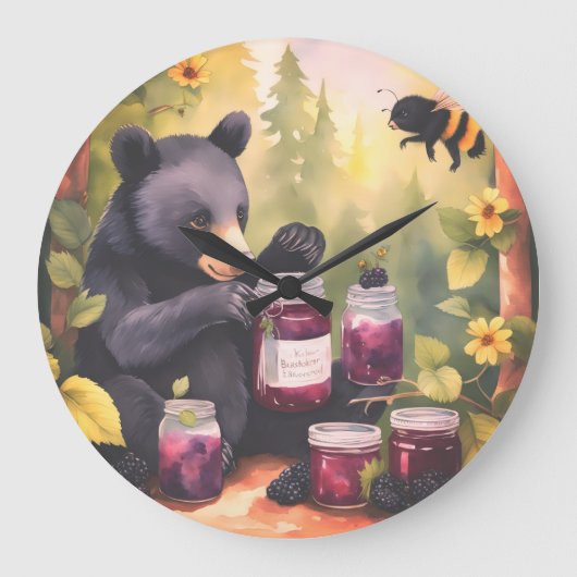 Grande Horloge Ronde Black Bear gathering blackberry jam (Recto)