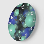 Grande Horloge Ronde Black Blue & Green Bubbles (Angle)