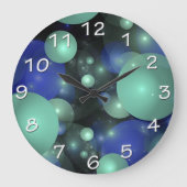 Grande Horloge Ronde Black Blue & Green Bubbles (Recto)